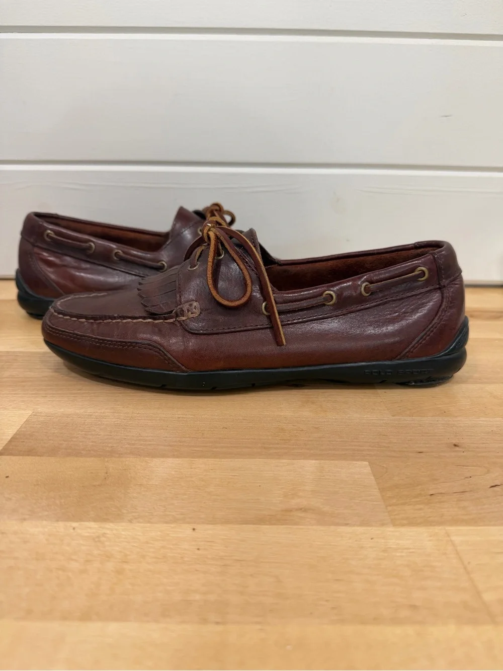Polo by Ralph Lauren Brown Leather Loafers Boat Shoes Casual Preppy